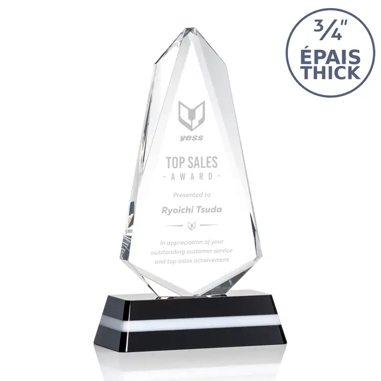 Fogacci Optical Crystal Award on Coloured Base - Deep Etch #2