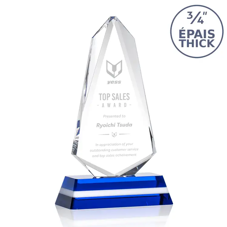 Fogacci Optical Crystal Award on Coloured Base - Deep Etch #3