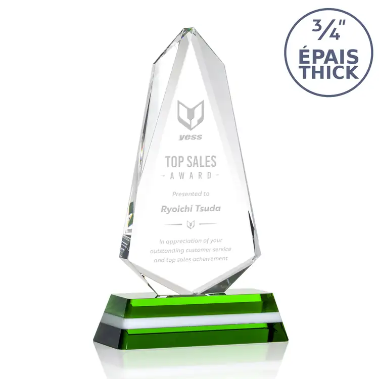 Fogacci Optical Crystal Award on Coloured Base - Deep Etch #4