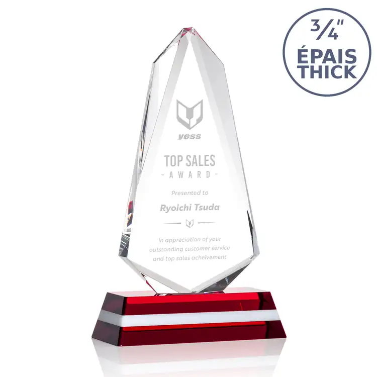 Fogacci Optical Crystal Award on Coloured Base - Deep Etch #5