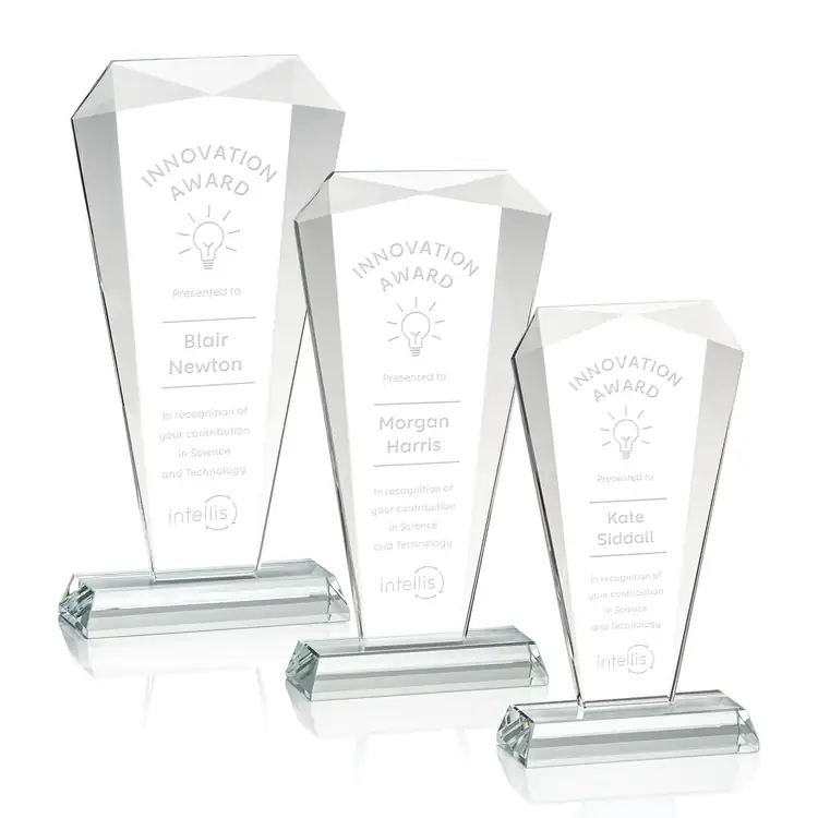 Foster Faceted Starfire Crystal Award - Deep Etch