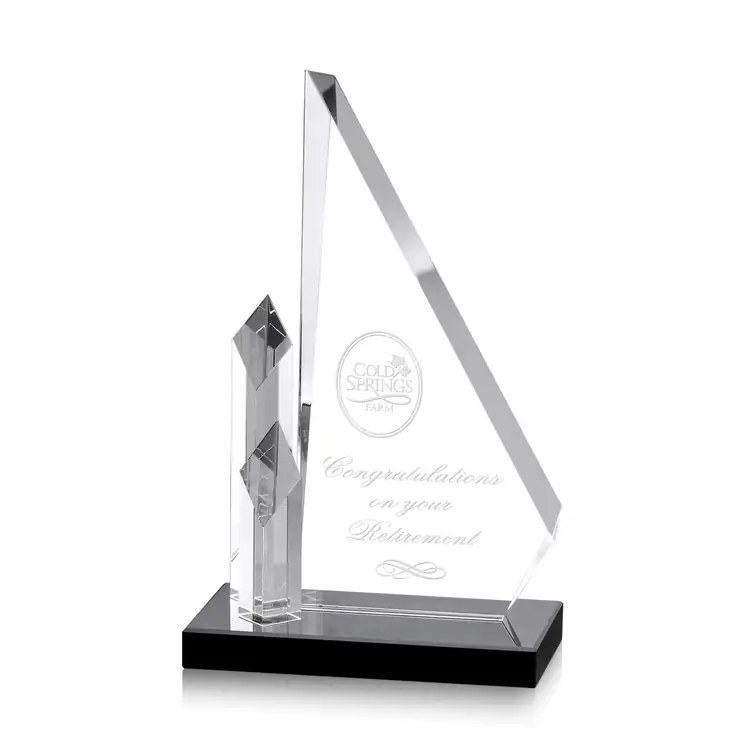 Trophée Francisco en cristal optique à piliers en losange #3