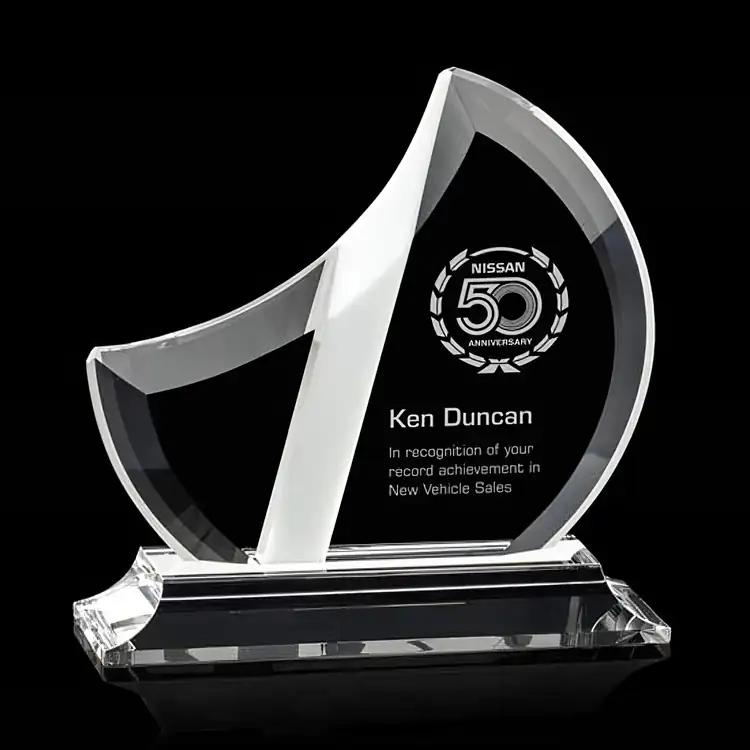 Gabriela Sail-Shaped Optical Crystal Award #2