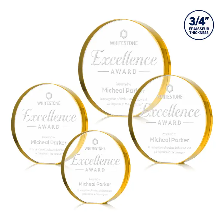 Gainsborough Starfire Crystal Award - Circle - Deep Etch