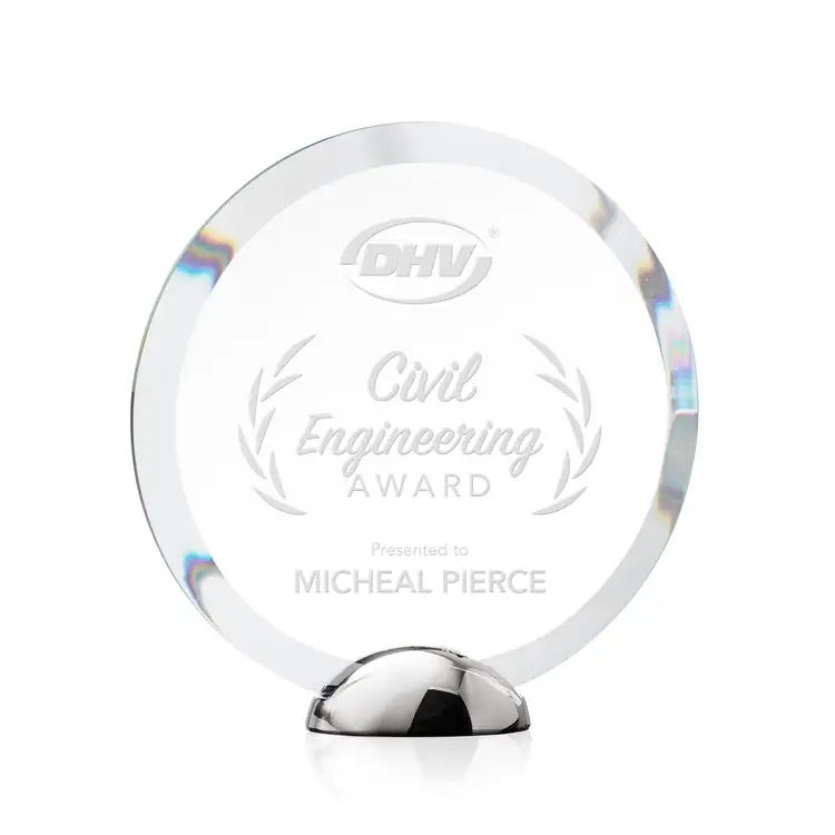 Gardiner Crystal Award on Chrome Base - Deep Etch #3