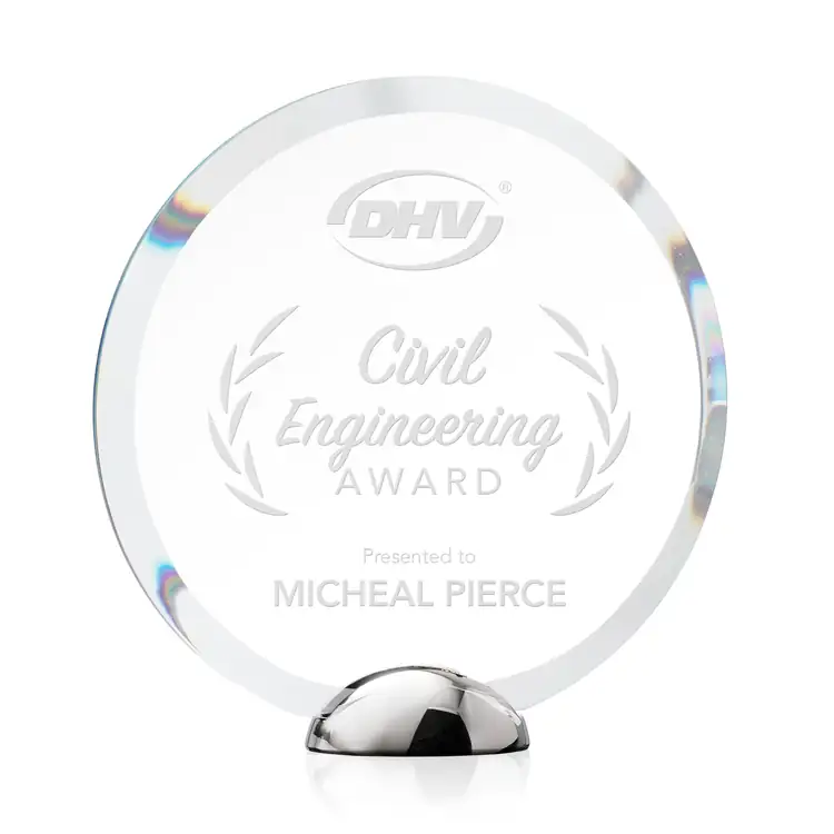 Gardiner Crystal Award on Chrome Base - Deep Etch #4