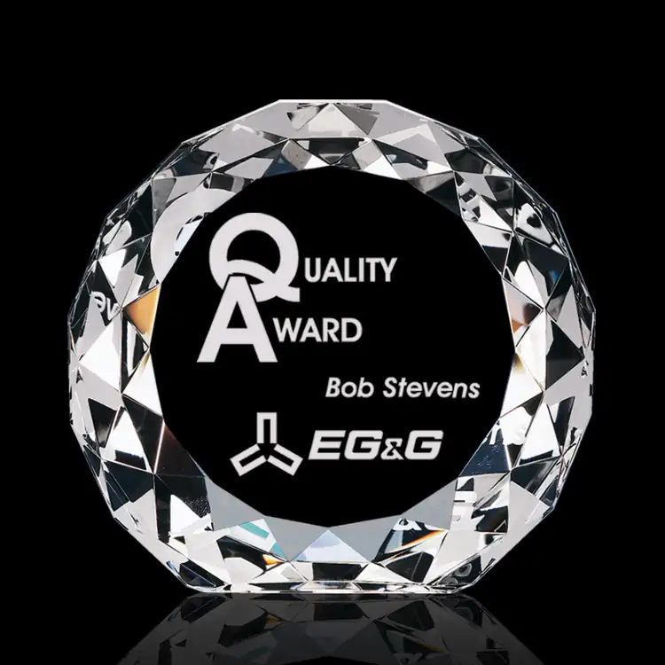 Gem Cut Circle Optical Crystal Award #3