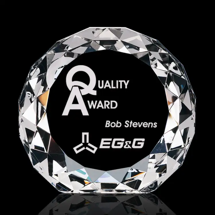 Gem Cut Circle Optical Crystal Award #4