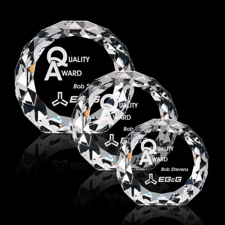 Gem Cut Circle Optical Crystal Award