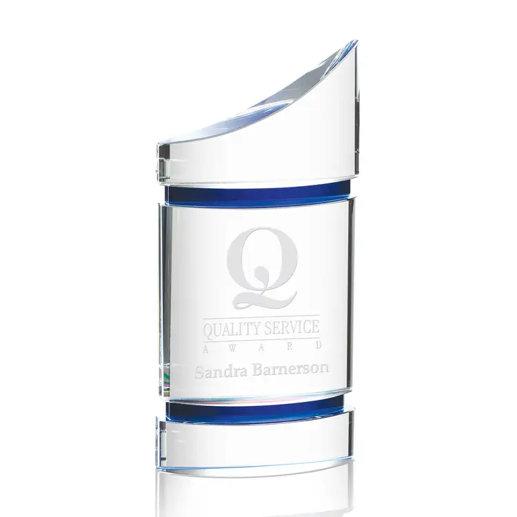Gemma Optical Crystal Award with Cobalt Blue Accents #3