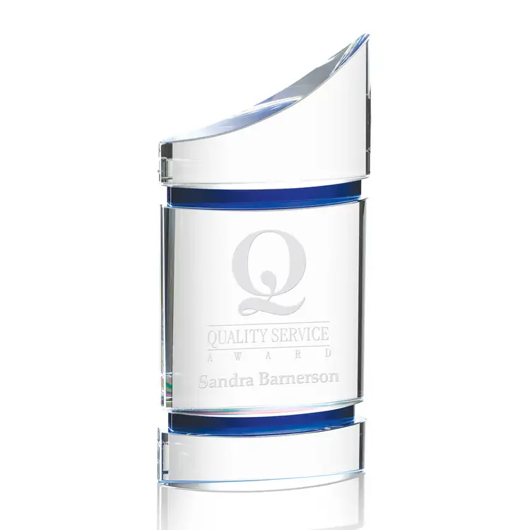 Gemma Optical Crystal Award with Cobalt Blue Accents #4