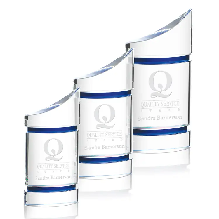 Gemma Optical Crystal Award with Cobalt Blue Accents
