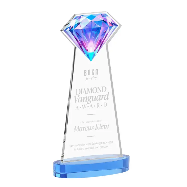 Gemstone Starfire Crystal Award on Alberton Base - Deep Etch #10