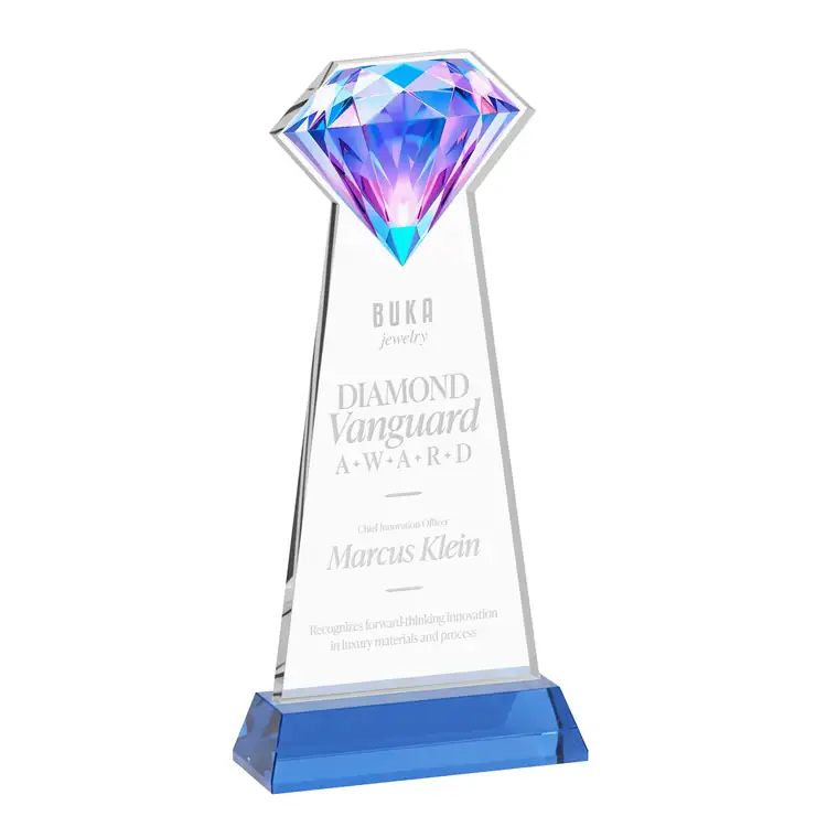 Gemstone Starfire Crystal Award on Hartford Base - Deep Etch #11