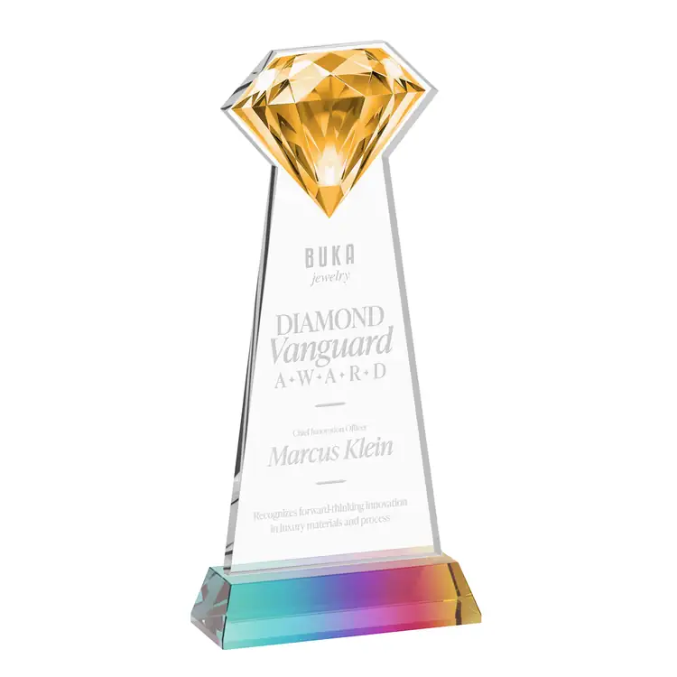 Gemstone Starfire Crystal Award on Hartford Base - Deep Etch #8