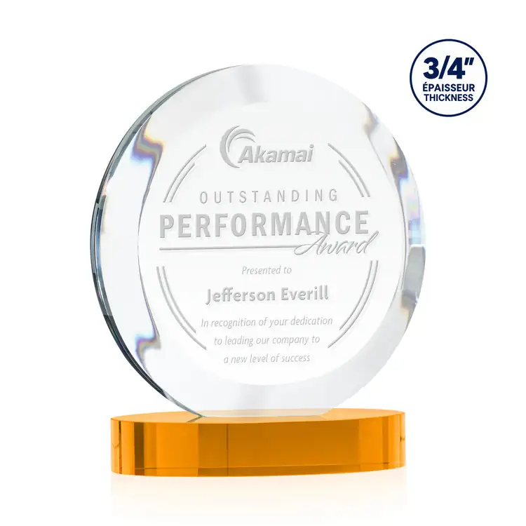 Gibralter Starfire Crystal Award on Alberton Base - Deep Etch #3