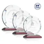 Trophée Gibralter en cristal Starfire sur socle Albion au fini bois de rose - Gravure
