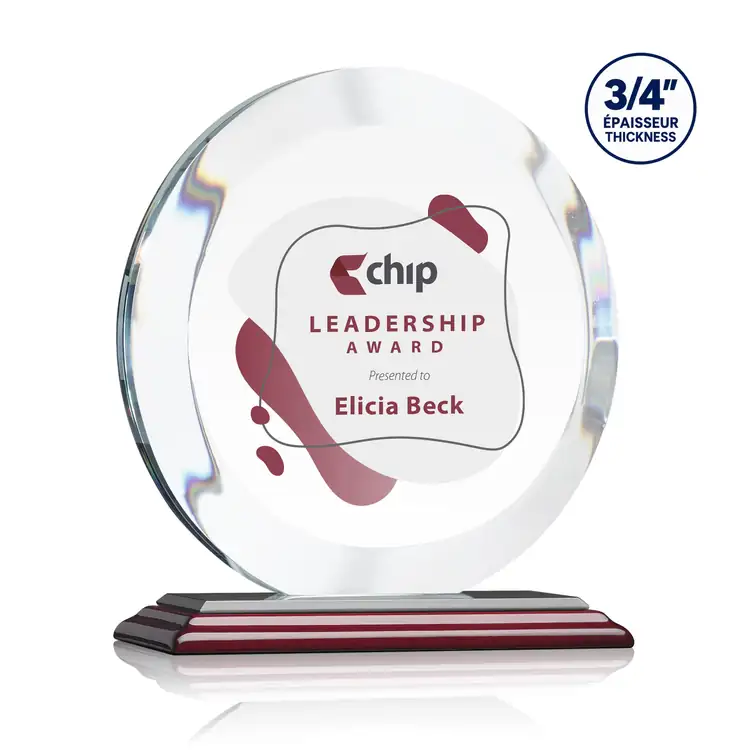Trophée Gibralter en cristal Starfire sur socle Albion au fini bois de rose - Multicolore #2