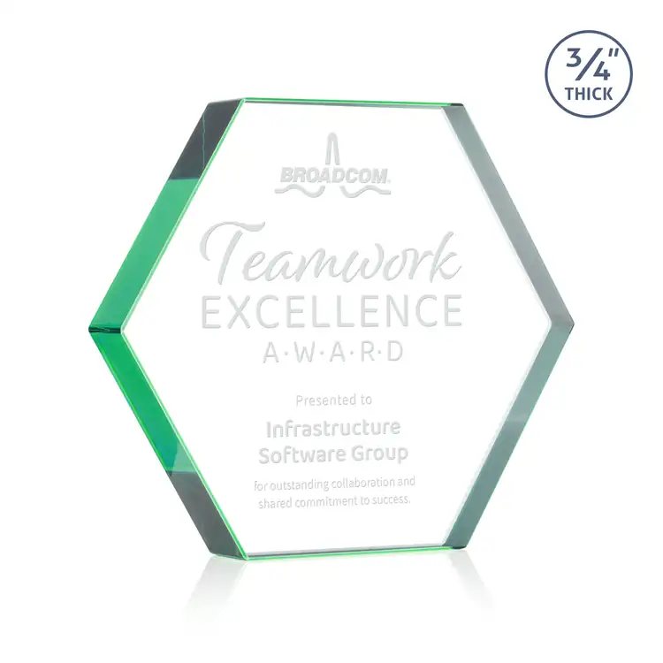 Trophée Gilford hexagonal en cristal Starfire - Gravure #4