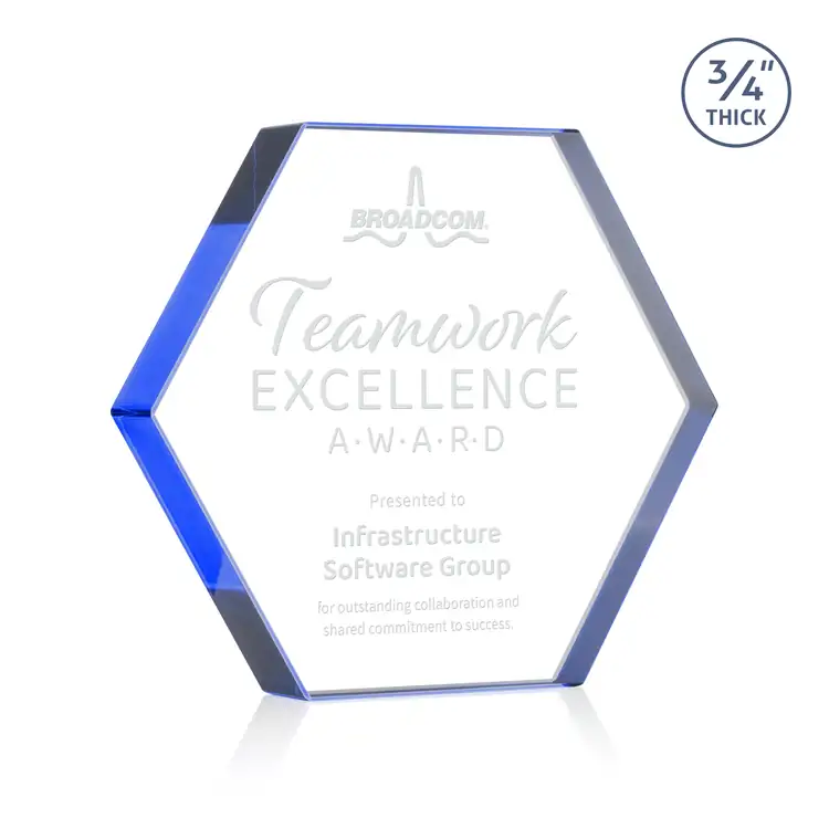 Trophée Gilford hexagonal en cristal Starfire - Gravure #5