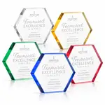 Trophée Gilford hexagonal en cristal Starfire - Gravure