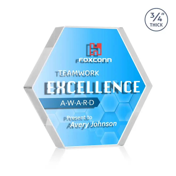 Gilford Hexagon Double Sided Award - Starfire Crystal - Double Sided Multicolor #2