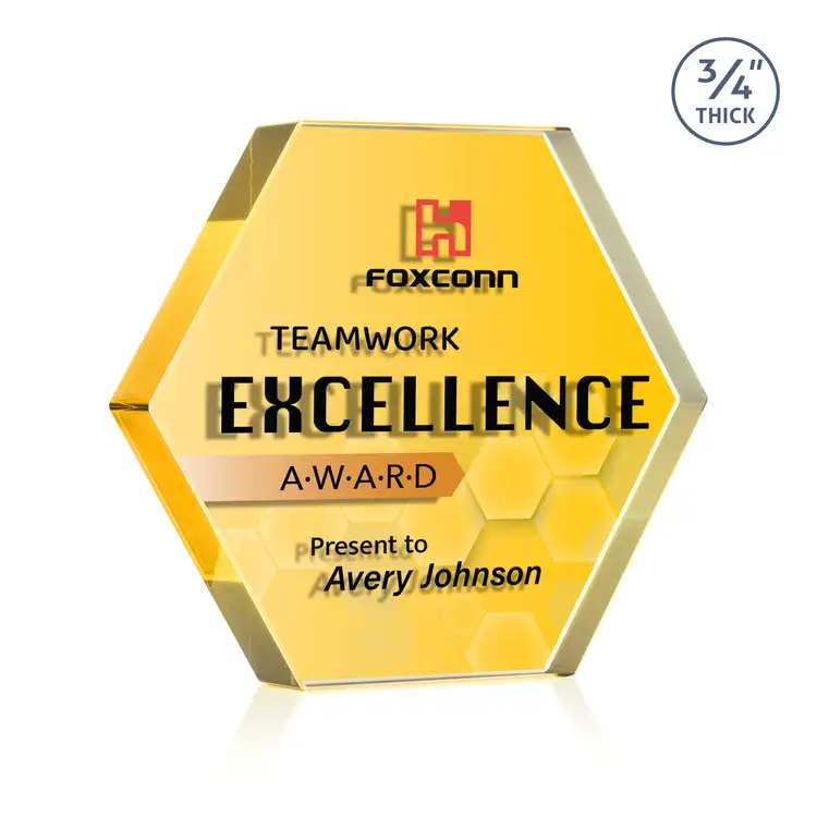 Gilford Hexagon Double Sided Award - Starfire Crystal - Double Sided Multicolor #3