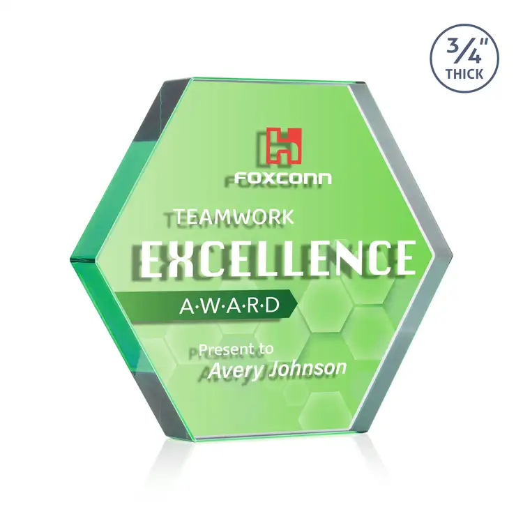 Gilford Hexagon Double Sided Award - Starfire Crystal - Double Sided Multicolor #4