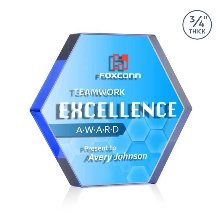 Gilford Hexagon Double Sided Award - Starfire Crystal - Double Sided Multicolor #5
