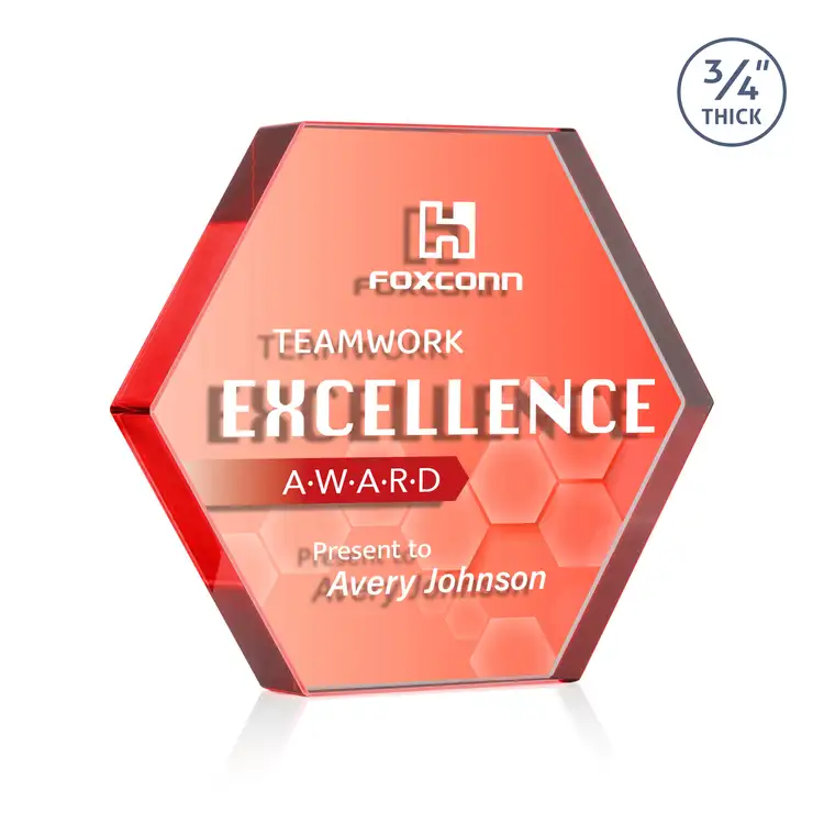 Gilford Hexagon Double Sided Award - Starfire Crystal - Double Sided Multicolor #6