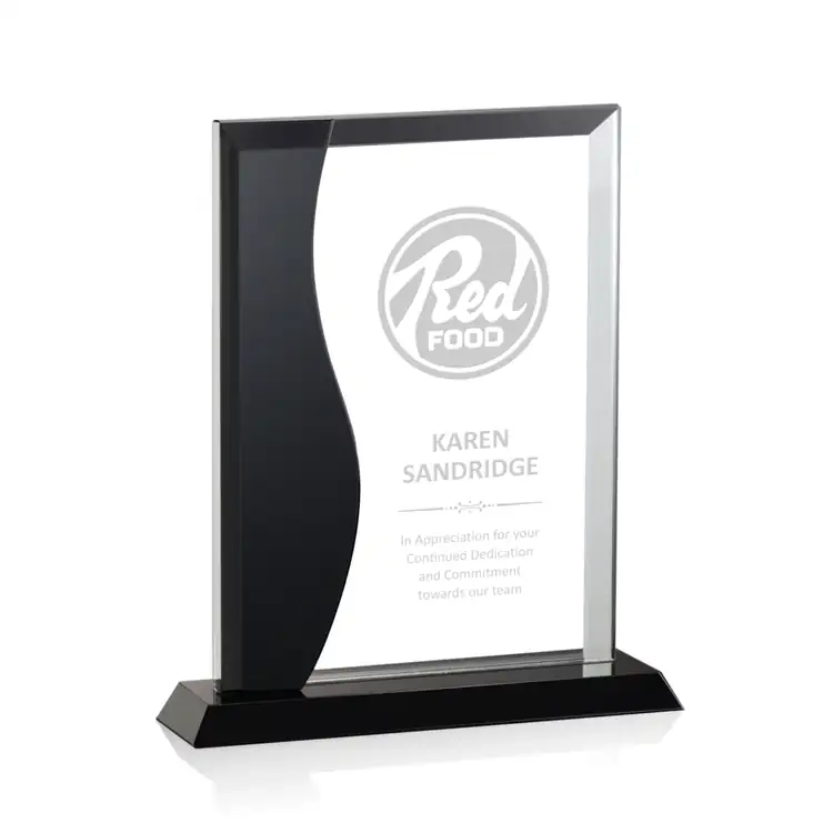 Glamorgan Optical Crystal Award with Sculptural Black Form #2