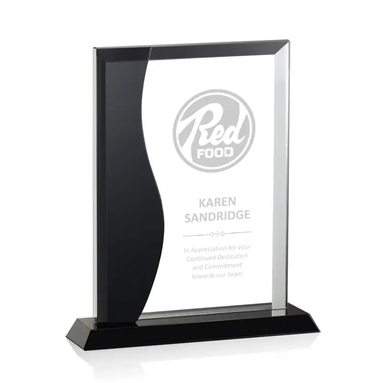 Glamorgan Optical Crystal Award with Sculptural Black Form #3