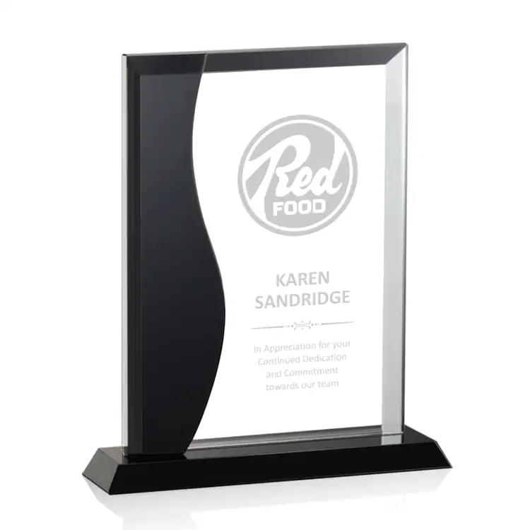 Glamorgan Optical Crystal Award with Sculptural Black Form #4