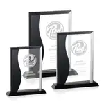 Trophée Glamorgan en cristal optique à forme noire sculpturale