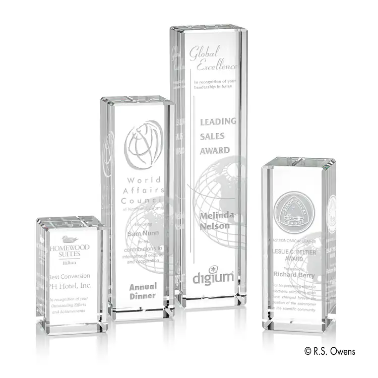 Global Achievement Optical Crystal Award - Deep Etch