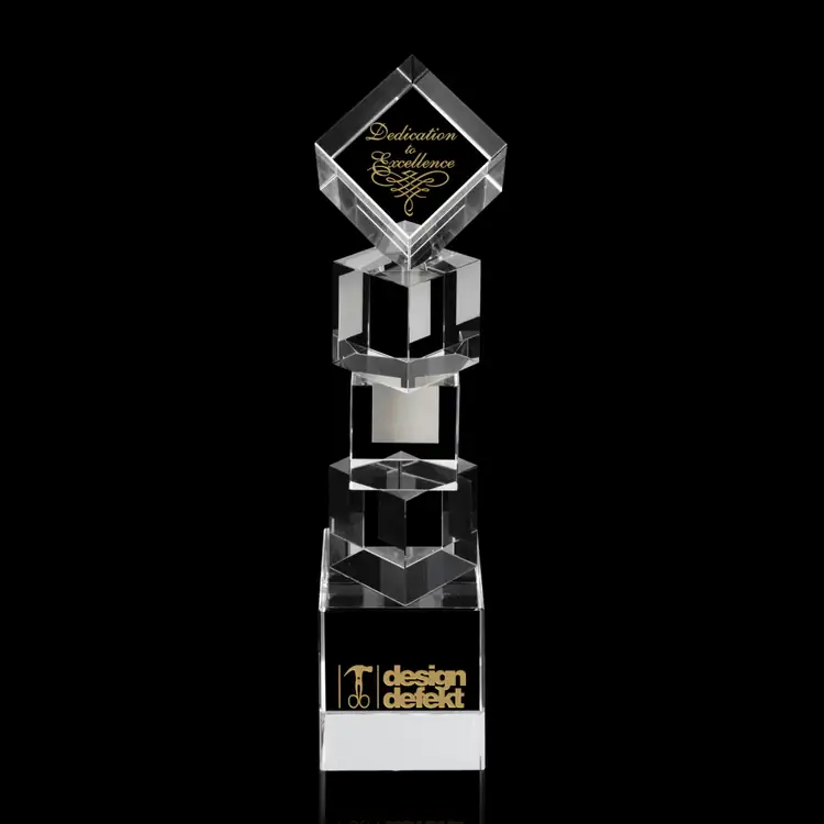 Grandeur Crystal Cube Award - Deep Etch