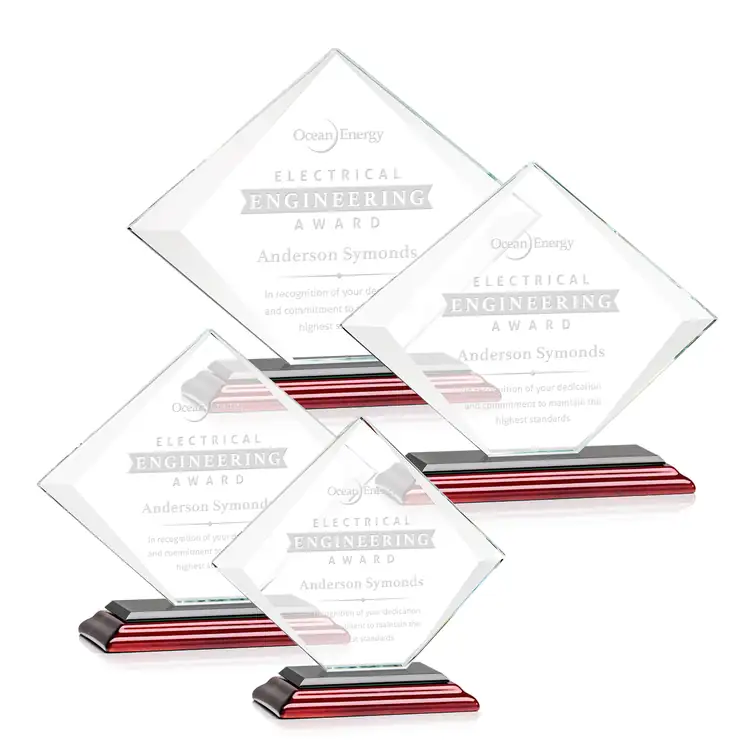 Griffith Starfire Crystal Award on Rosewood-Finish Albion Base - Deep Etch