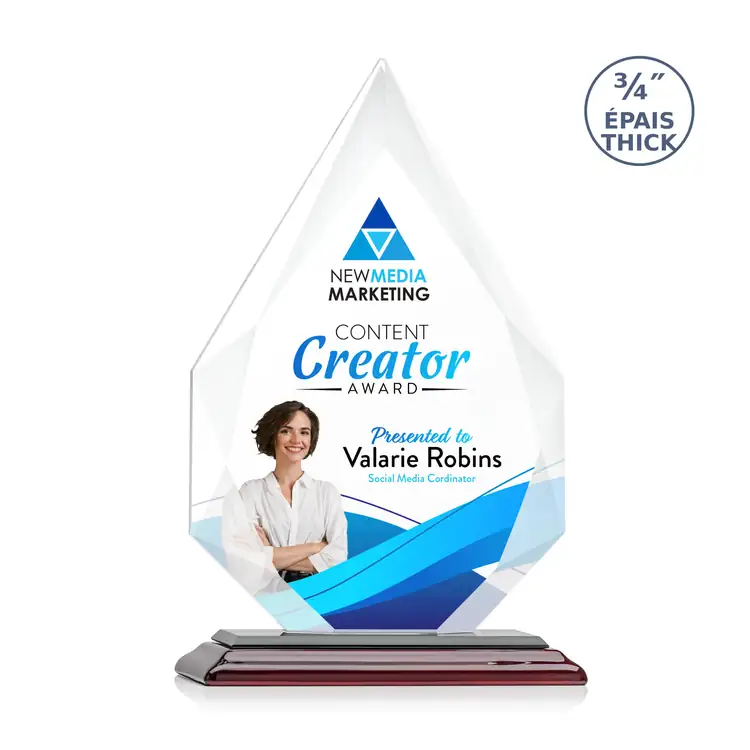 Hawthorne Starfire Crystal Award on Rosewood-Finish Base - Multicolor #3