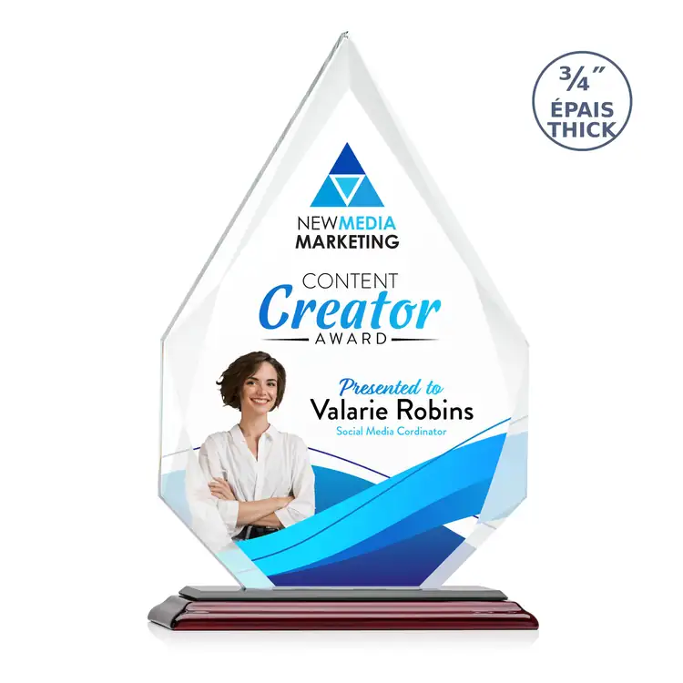 Hawthorne Starfire Crystal Award on Rosewood-Finish Base - Multicolor #4
