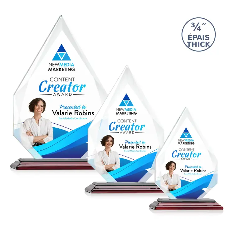 Hawthorne Starfire Crystal Award on Rosewood-Finish Base - Multicolor