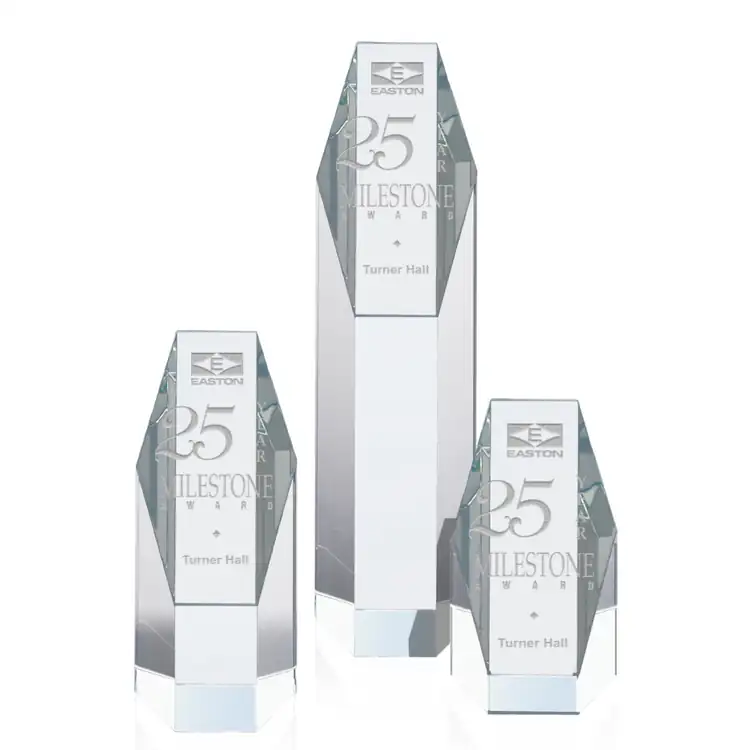 Hexagon Tower Optical Crystal Award