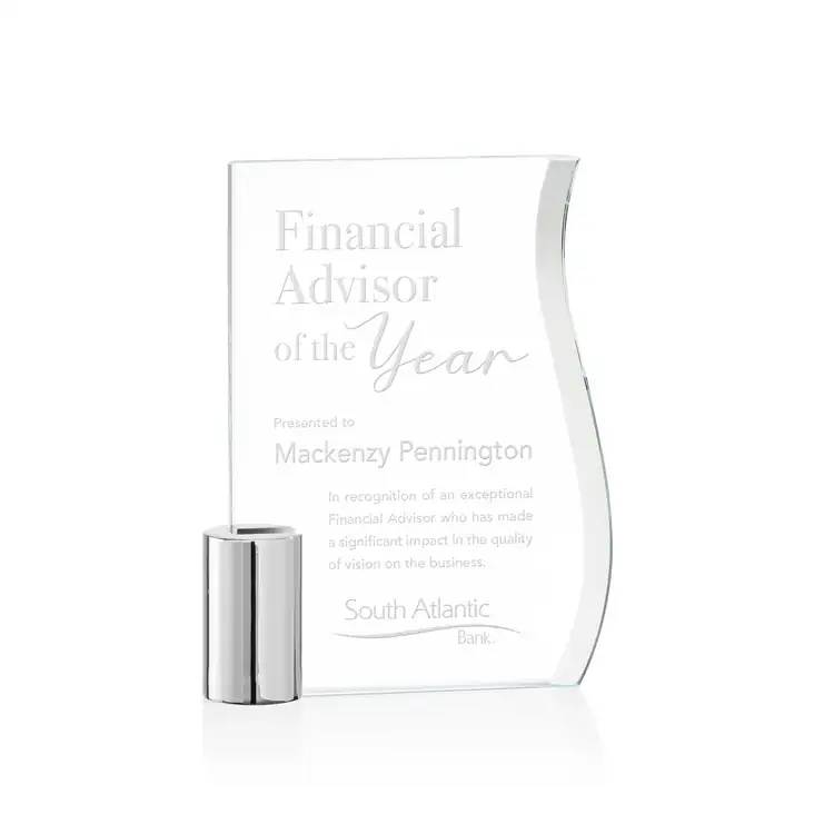 Holbrook Starfire Crystal Award on Chrome Support - Deep Etch #2