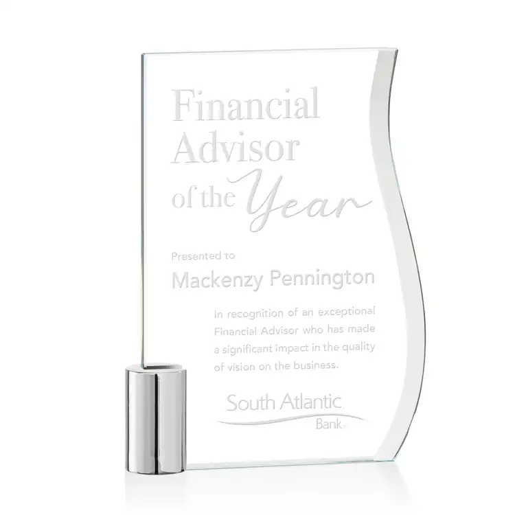 Holbrook Starfire Crystal Award on Chrome Support - Deep Etch #4
