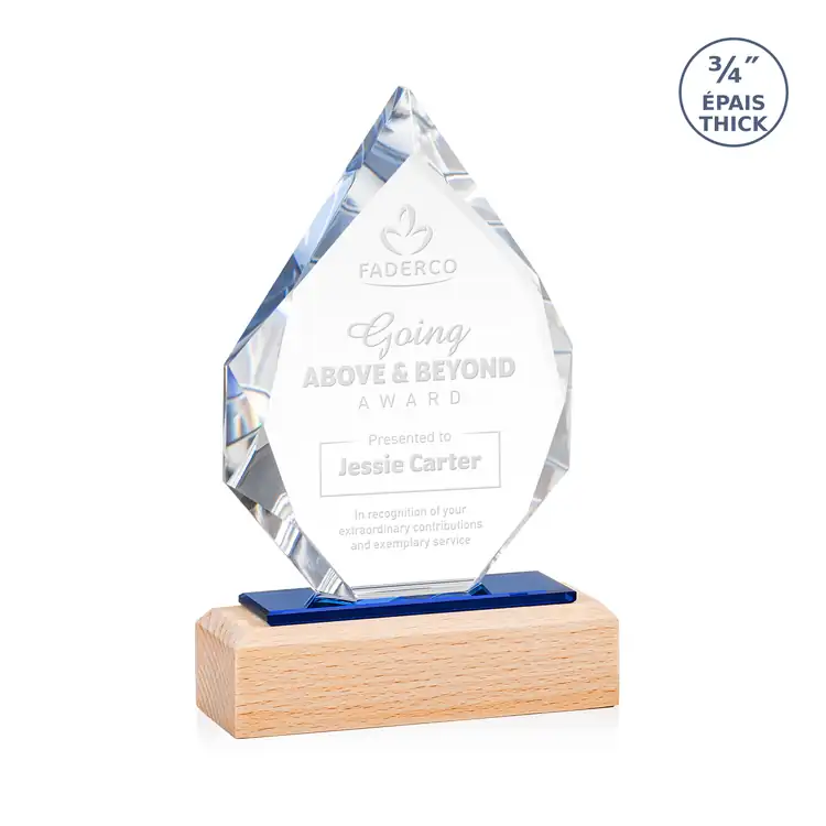 Trophée Ibiza en cristal Starfire sur socle en hêtre - Gravure #2
