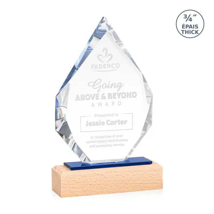 Trophée Ibiza en cristal Starfire sur socle en hêtre - Gravure #3