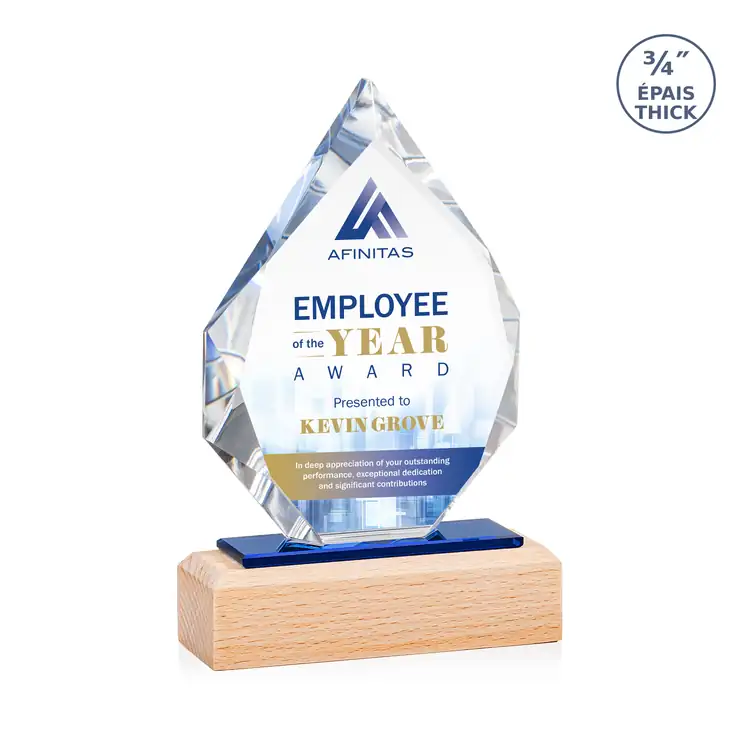 Ibiza Starfire Crystal Award on Beechwood Base - Multicolor #2