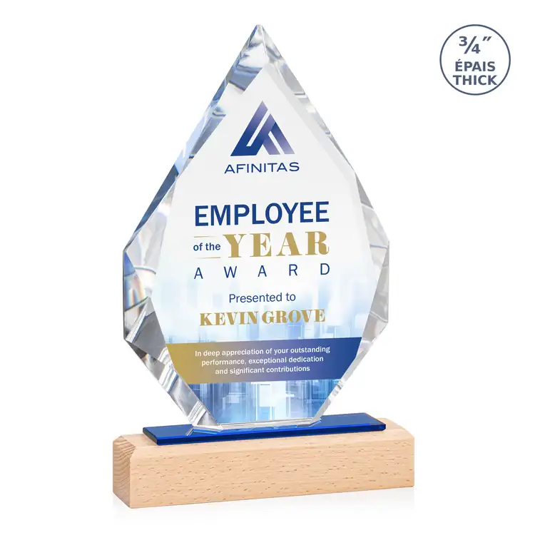 Ibiza Starfire Crystal Award on Beechwood Base - Multicolor #4