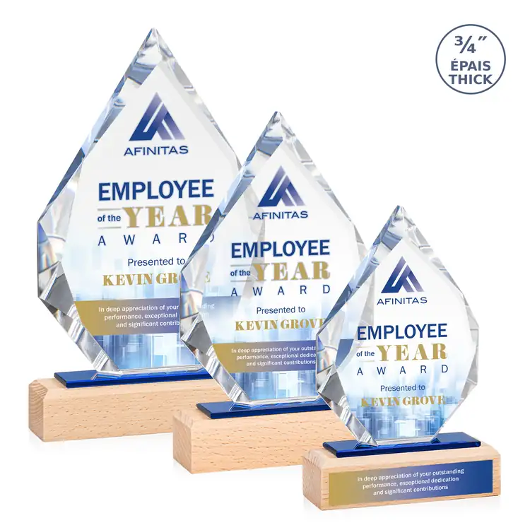 Ibiza Starfire Crystal Award on Beechwood Base - Multicolor