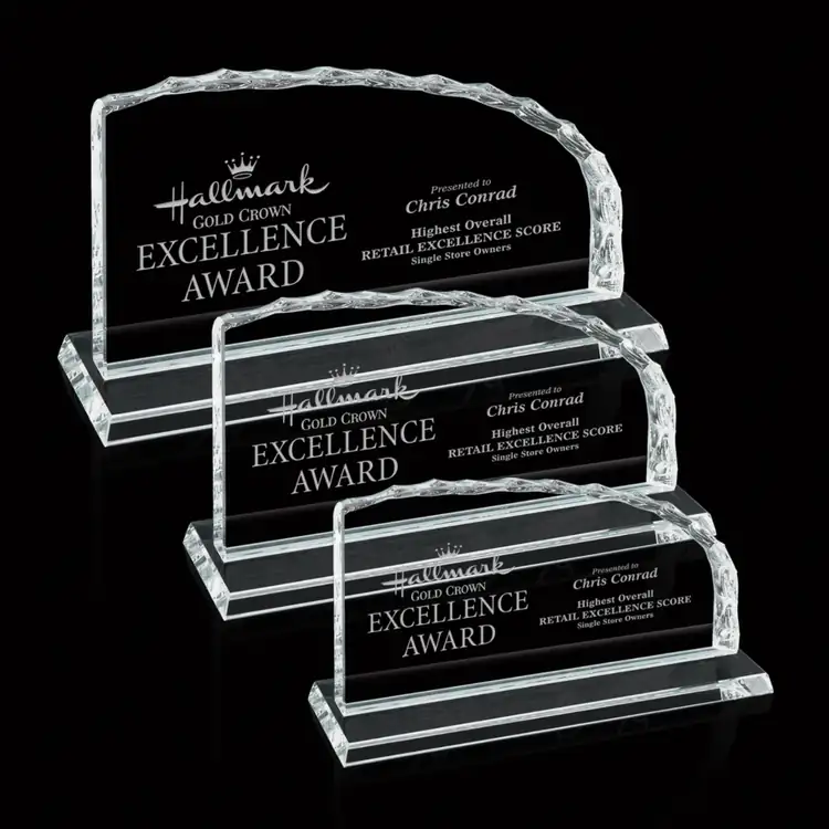 Trophée Iceberg horizontal en cristal Starfire - Gravure