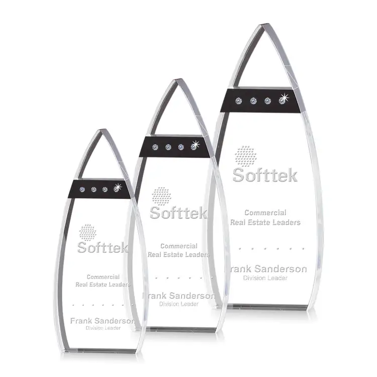 Isabella Optical Crystal Award with Black Accents